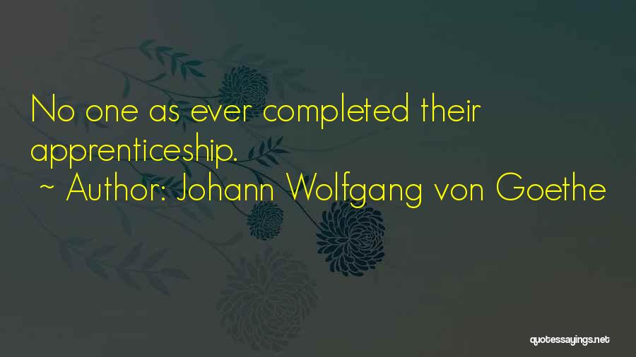 Johann Wolfgang Von Goethe Quotes: No One As Ever Completed Their Apprenticeship.