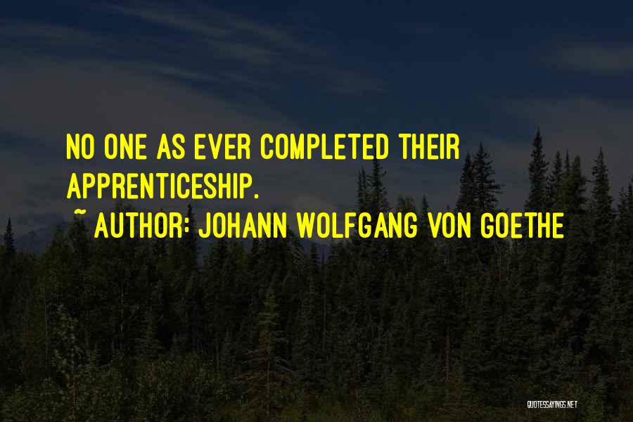 Johann Wolfgang Von Goethe Quotes: No One As Ever Completed Their Apprenticeship.