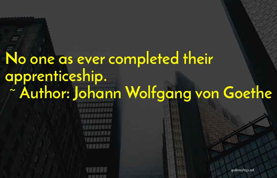 Johann Wolfgang Von Goethe Quotes: No One As Ever Completed Their Apprenticeship.