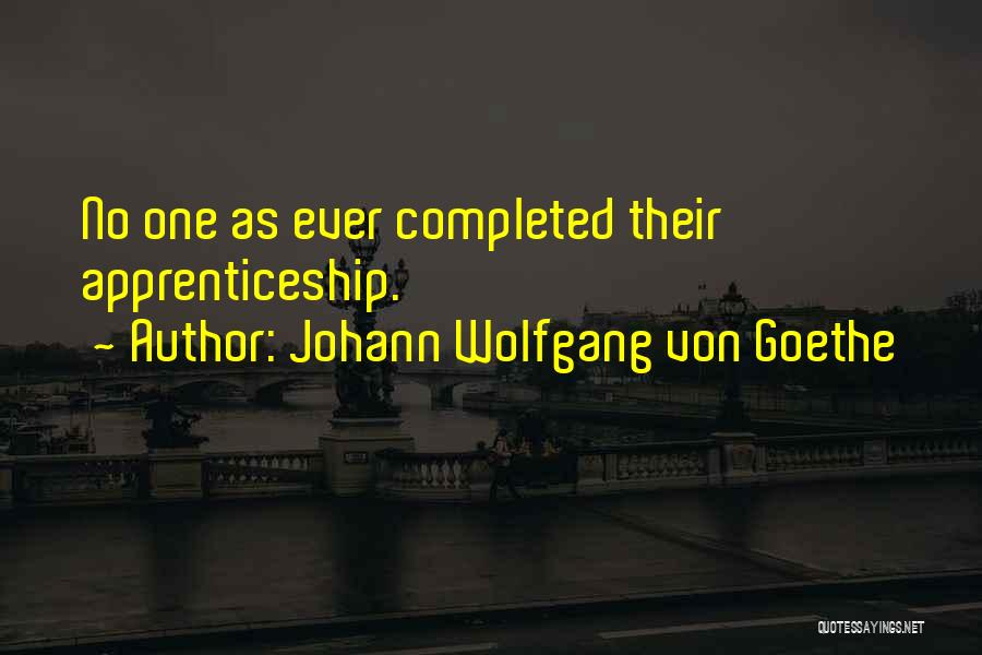 Johann Wolfgang Von Goethe Quotes: No One As Ever Completed Their Apprenticeship.