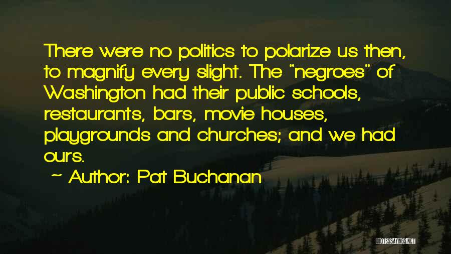 Pat Buchanan Quotes: There Were No Politics To Polarize Us Then, To Magnify Every Slight. The Negroes Of Washington Had Their Public Schools,