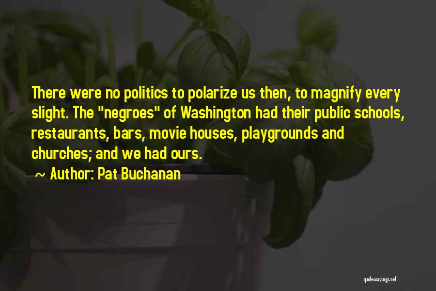 Pat Buchanan Quotes: There Were No Politics To Polarize Us Then, To Magnify Every Slight. The Negroes Of Washington Had Their Public Schools,
