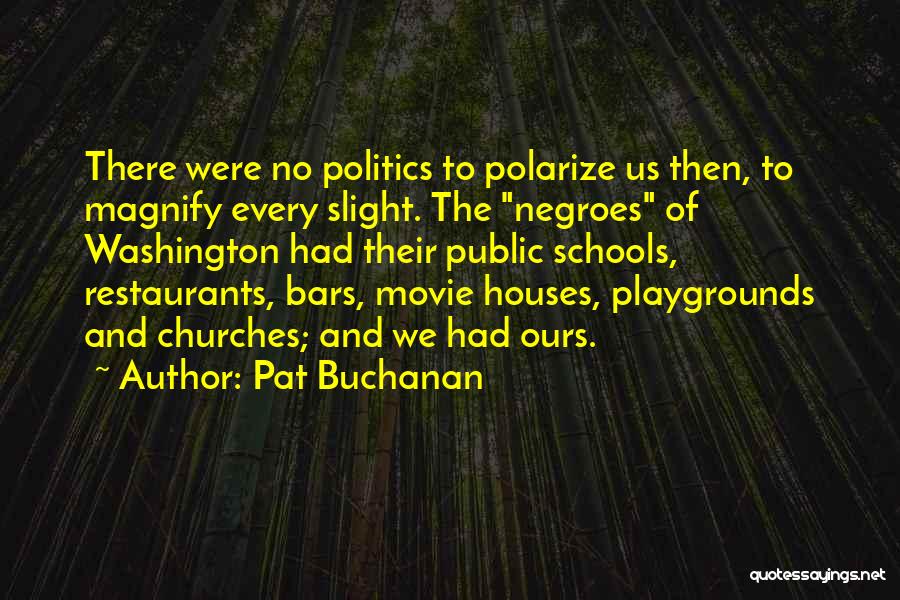 Pat Buchanan Quotes: There Were No Politics To Polarize Us Then, To Magnify Every Slight. The Negroes Of Washington Had Their Public Schools,