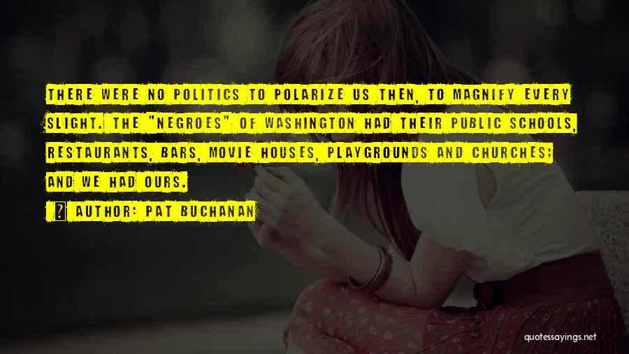 Pat Buchanan Quotes: There Were No Politics To Polarize Us Then, To Magnify Every Slight. The Negroes Of Washington Had Their Public Schools,