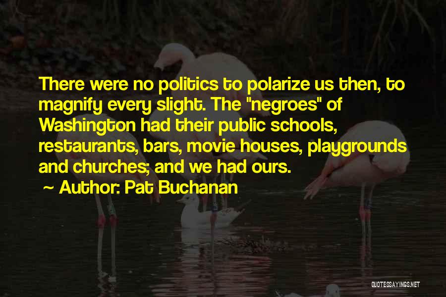 Pat Buchanan Quotes: There Were No Politics To Polarize Us Then, To Magnify Every Slight. The Negroes Of Washington Had Their Public Schools,