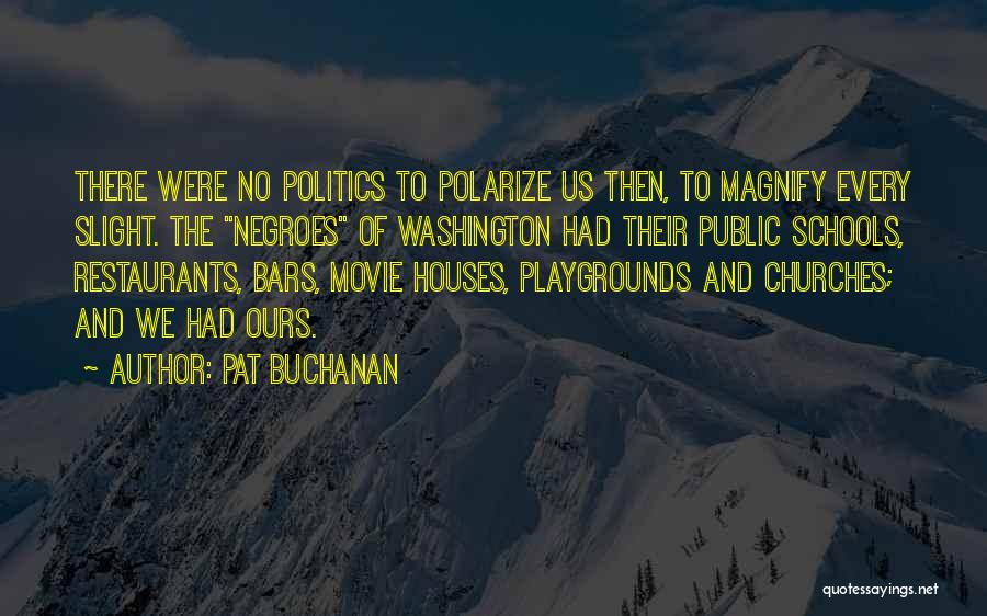 Pat Buchanan Quotes: There Were No Politics To Polarize Us Then, To Magnify Every Slight. The Negroes Of Washington Had Their Public Schools,