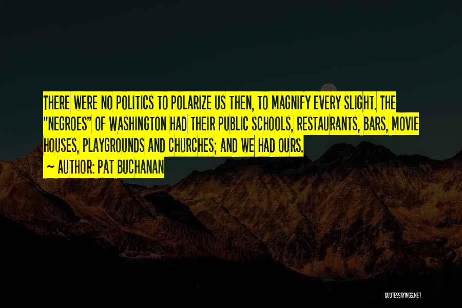 Pat Buchanan Quotes: There Were No Politics To Polarize Us Then, To Magnify Every Slight. The Negroes Of Washington Had Their Public Schools,