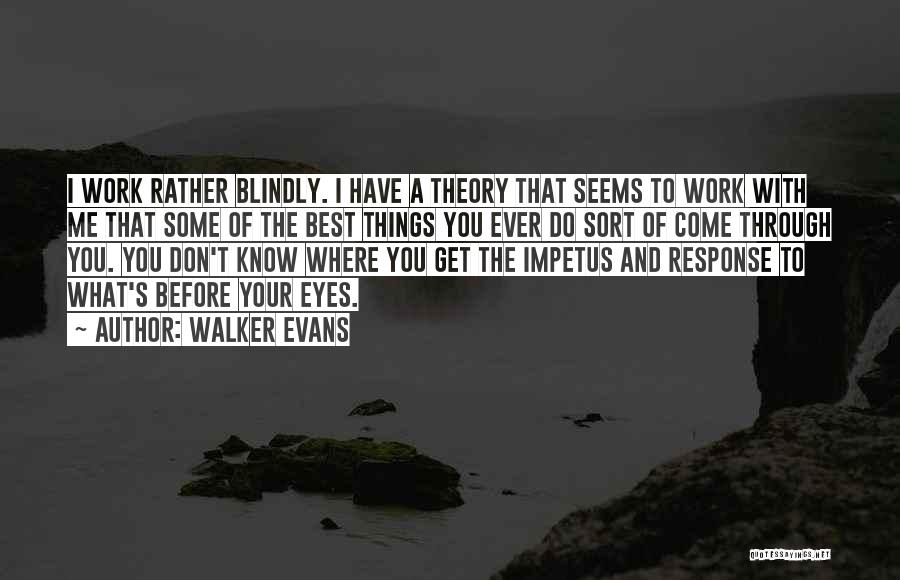 Walker Evans Quotes: I Work Rather Blindly. I Have A Theory That Seems To Work With Me That Some Of The Best Things