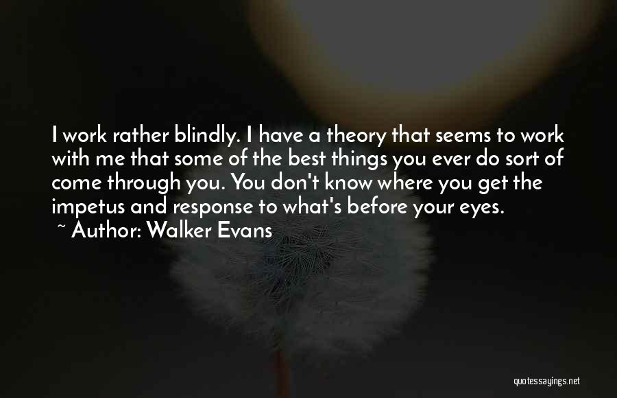 Walker Evans Quotes: I Work Rather Blindly. I Have A Theory That Seems To Work With Me That Some Of The Best Things