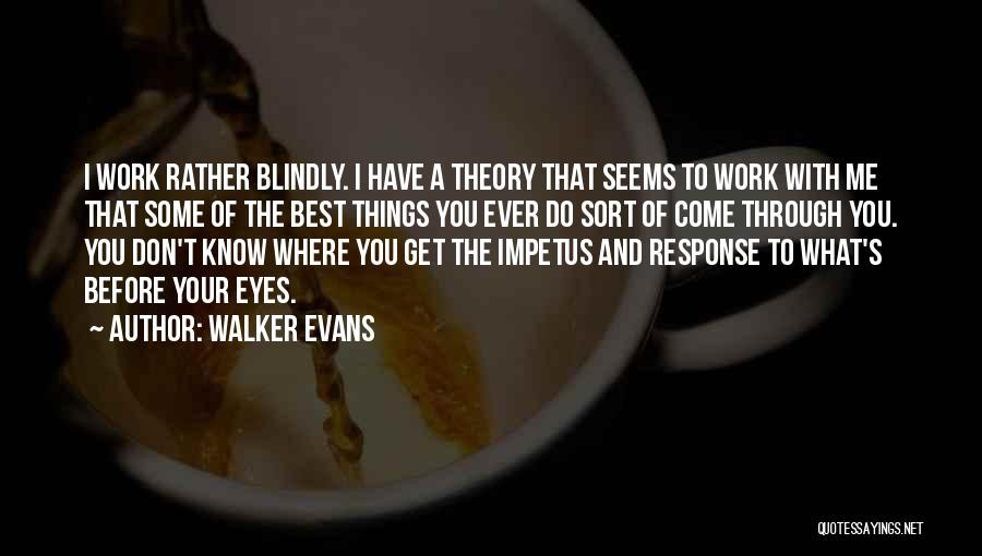 Walker Evans Quotes: I Work Rather Blindly. I Have A Theory That Seems To Work With Me That Some Of The Best Things