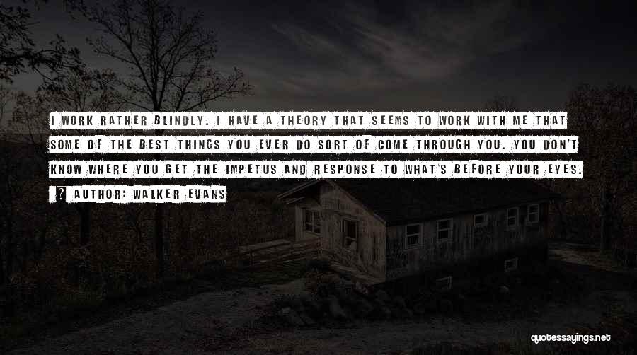 Walker Evans Quotes: I Work Rather Blindly. I Have A Theory That Seems To Work With Me That Some Of The Best Things