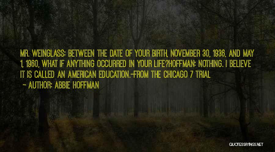 Abbie Hoffman Quotes: Mr. Weinglass: Between The Date Of Your Birth, November 30, 1936, And May 1, 1960, What If Anything Occurred In