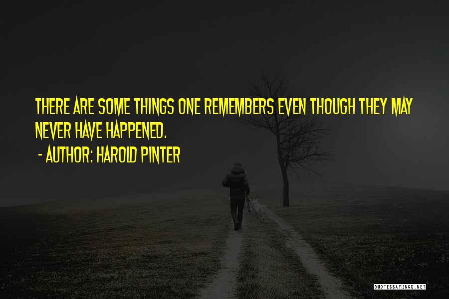 Harold Pinter Quotes: There Are Some Things One Remembers Even Though They May Never Have Happened.