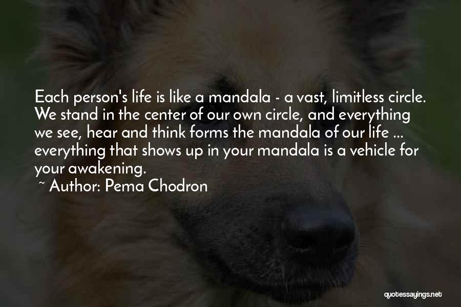 Pema Chodron Quotes: Each Person's Life Is Like A Mandala - A Vast, Limitless Circle. We Stand In The Center Of Our Own