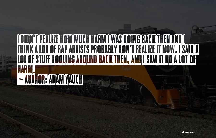 Adam Yauch Quotes: I Didn't Realize How Much Harm I Was Doing Back Then And I Think A Lot Of Rap Artists Probably