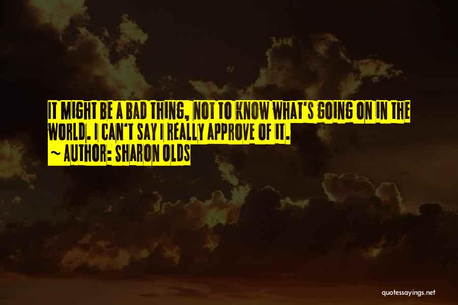 Sharon Olds Quotes: It Might Be A Bad Thing, Not To Know What's Going On In The World. I Can't Say I Really