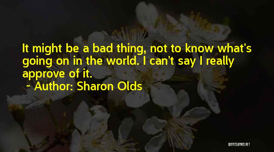 Sharon Olds Quotes: It Might Be A Bad Thing, Not To Know What's Going On In The World. I Can't Say I Really