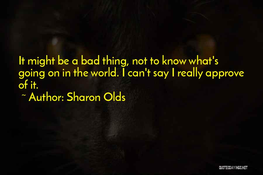 Sharon Olds Quotes: It Might Be A Bad Thing, Not To Know What's Going On In The World. I Can't Say I Really