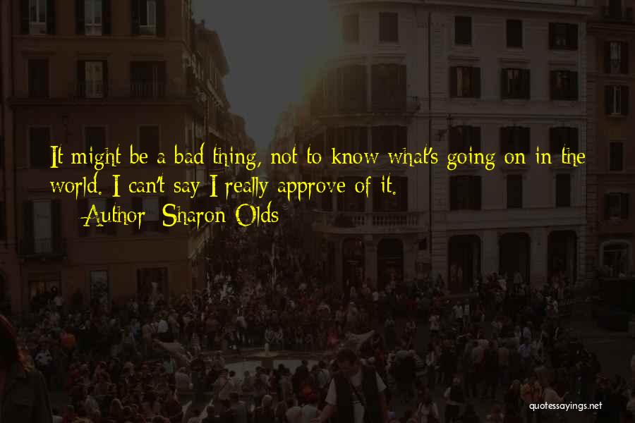 Sharon Olds Quotes: It Might Be A Bad Thing, Not To Know What's Going On In The World. I Can't Say I Really