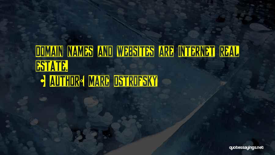 Marc Ostrofsky Quotes: Domain Names And Websites Are Internet Real Estate.