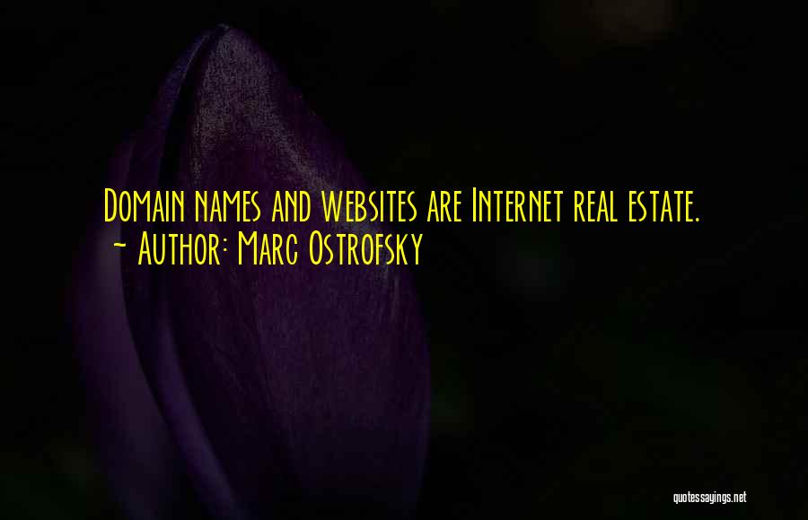 Marc Ostrofsky Quotes: Domain Names And Websites Are Internet Real Estate.