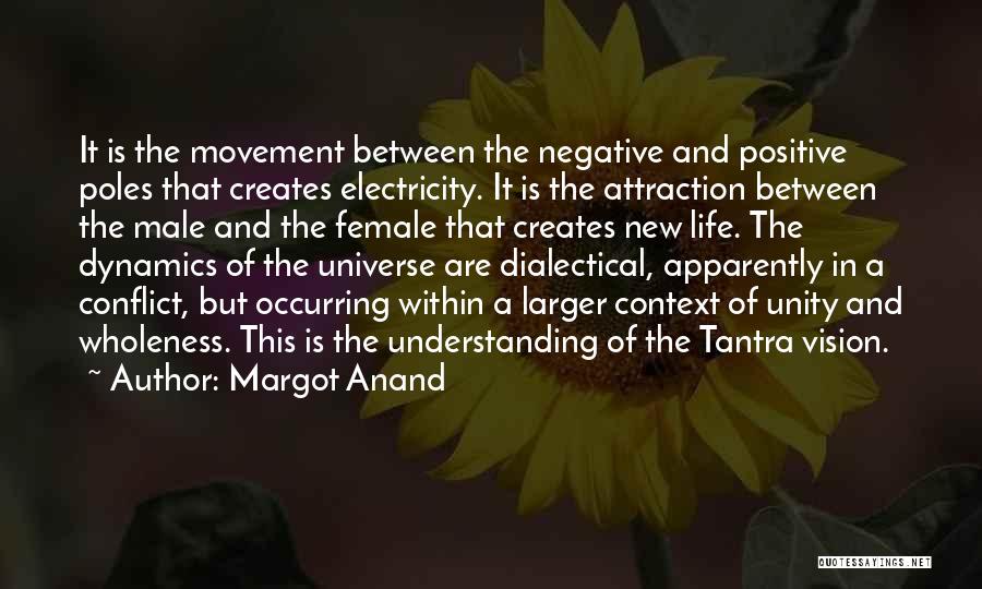 Margot Anand Quotes: It Is The Movement Between The Negative And Positive Poles That Creates Electricity. It Is The Attraction Between The Male