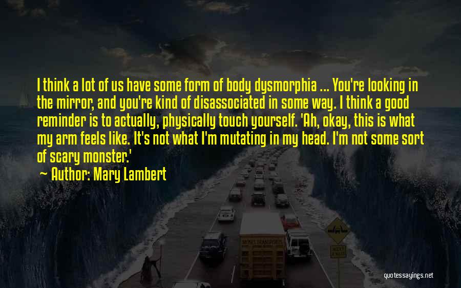 Mary Lambert Quotes: I Think A Lot Of Us Have Some Form Of Body Dysmorphia ... You're Looking In The Mirror, And You're