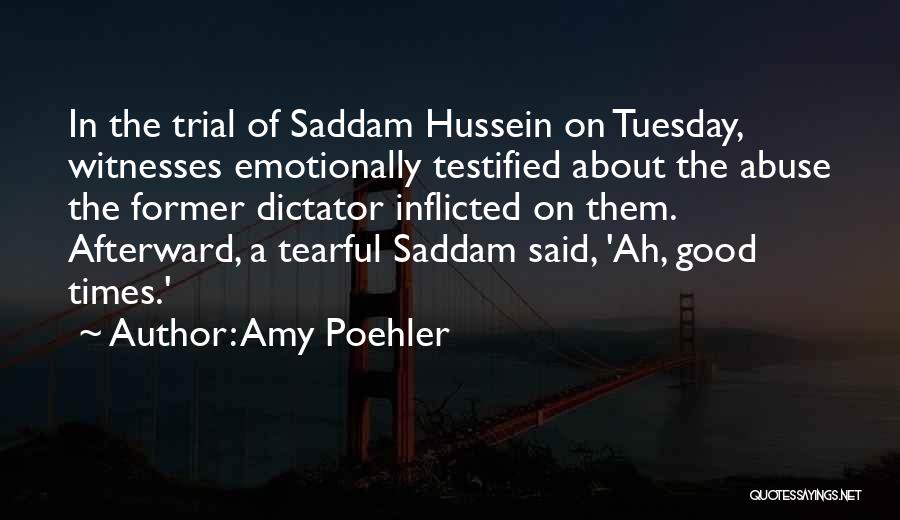 Amy Poehler Quotes: In The Trial Of Saddam Hussein On Tuesday, Witnesses Emotionally Testified About The Abuse The Former Dictator Inflicted On Them.