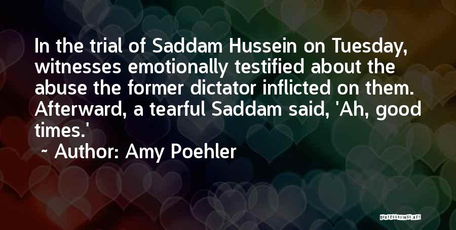 Amy Poehler Quotes: In The Trial Of Saddam Hussein On Tuesday, Witnesses Emotionally Testified About The Abuse The Former Dictator Inflicted On Them.