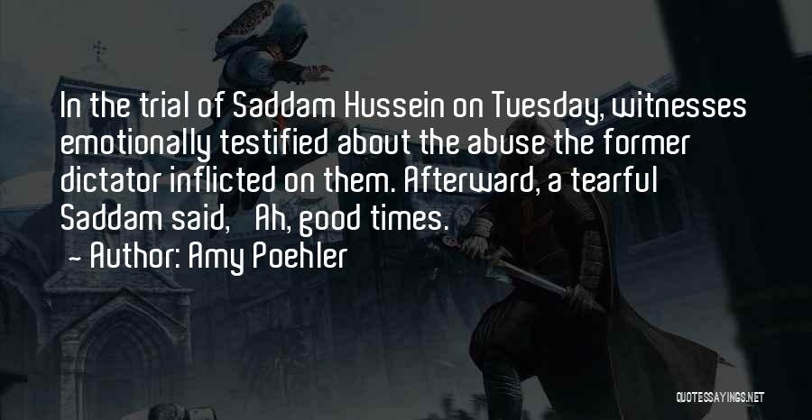 Amy Poehler Quotes: In The Trial Of Saddam Hussein On Tuesday, Witnesses Emotionally Testified About The Abuse The Former Dictator Inflicted On Them.