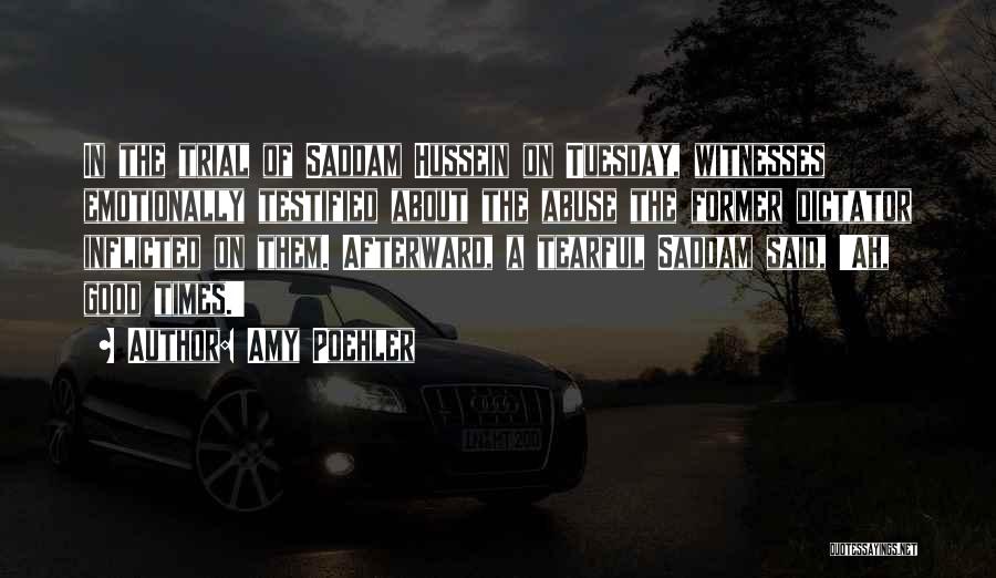 Amy Poehler Quotes: In The Trial Of Saddam Hussein On Tuesday, Witnesses Emotionally Testified About The Abuse The Former Dictator Inflicted On Them.