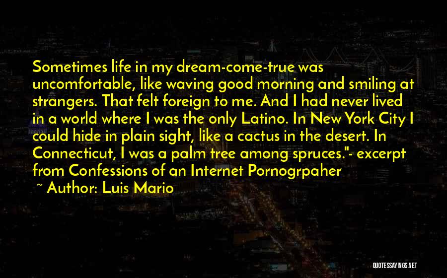 Luis Mario Quotes: Sometimes Life In My Dream-come-true Was Uncomfortable, Like Waving Good Morning And Smiling At Strangers. That Felt Foreign To Me.