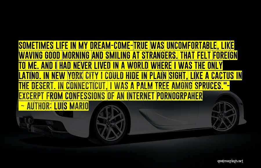 Luis Mario Quotes: Sometimes Life In My Dream-come-true Was Uncomfortable, Like Waving Good Morning And Smiling At Strangers. That Felt Foreign To Me.