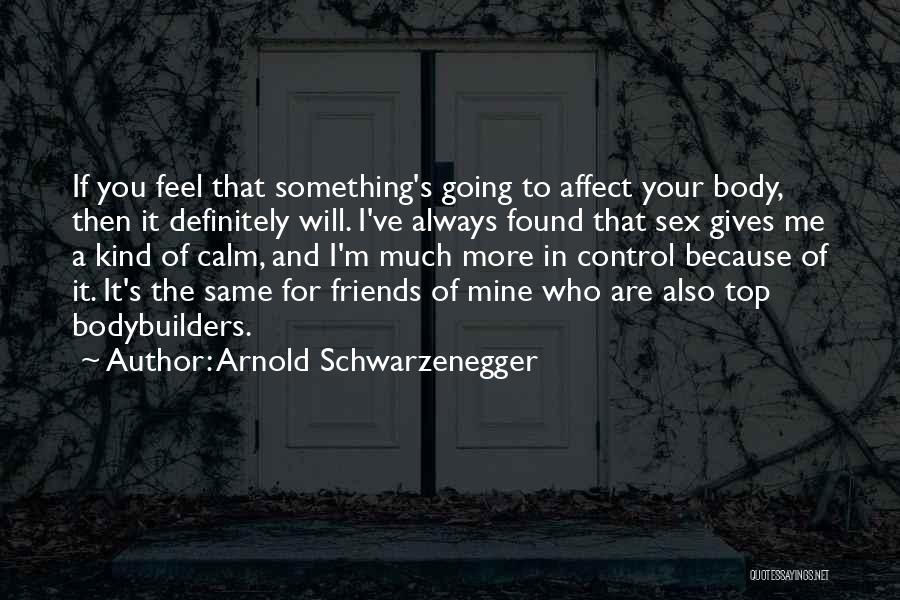 Arnold Schwarzenegger Quotes: If You Feel That Something's Going To Affect Your Body, Then It Definitely Will. I've Always Found That Sex Gives
