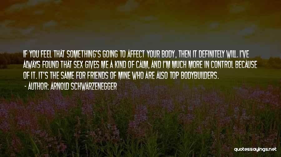 Arnold Schwarzenegger Quotes: If You Feel That Something's Going To Affect Your Body, Then It Definitely Will. I've Always Found That Sex Gives