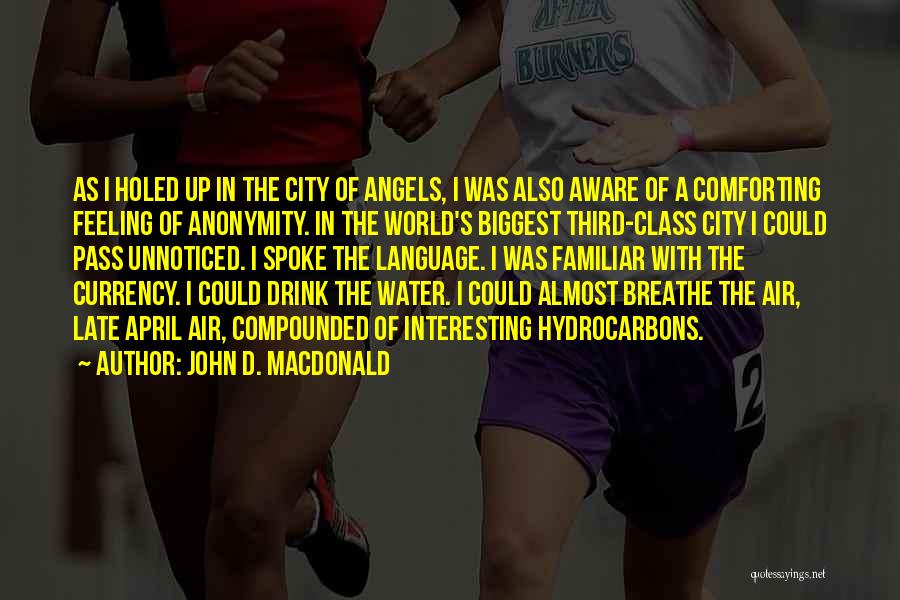 John D. MacDonald Quotes: As I Holed Up In The City Of Angels, I Was Also Aware Of A Comforting Feeling Of Anonymity. In