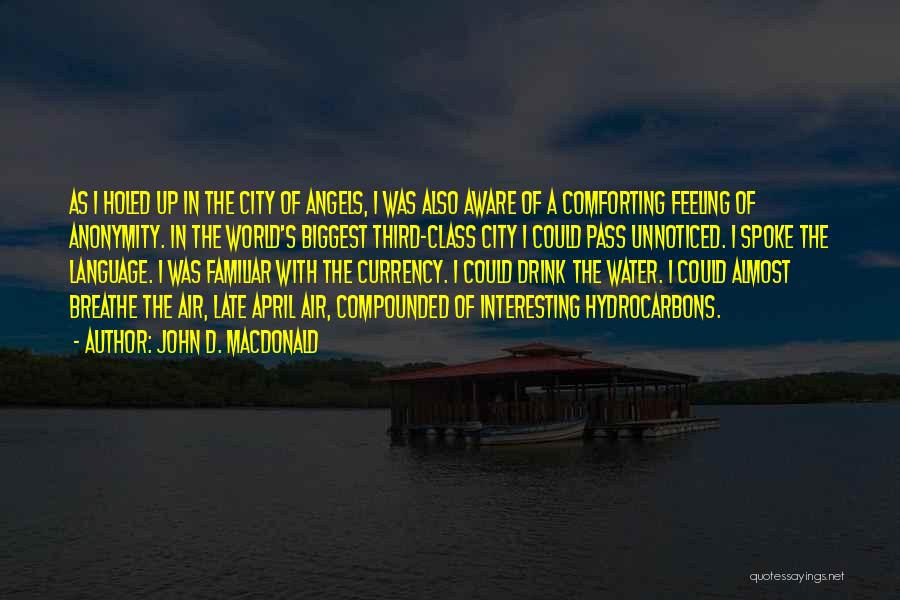 John D. MacDonald Quotes: As I Holed Up In The City Of Angels, I Was Also Aware Of A Comforting Feeling Of Anonymity. In