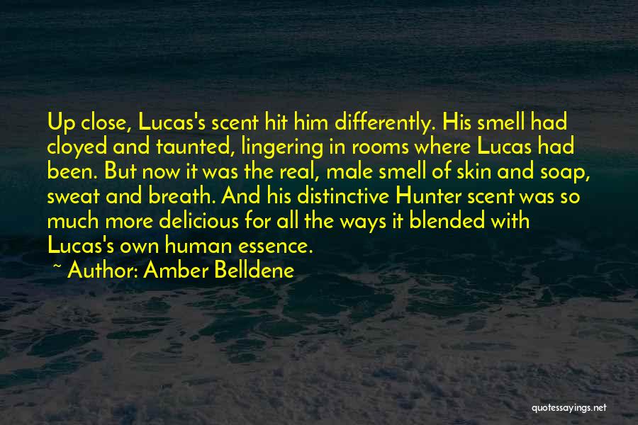 Amber Belldene Quotes: Up Close, Lucas's Scent Hit Him Differently. His Smell Had Cloyed And Taunted, Lingering In Rooms Where Lucas Had Been.