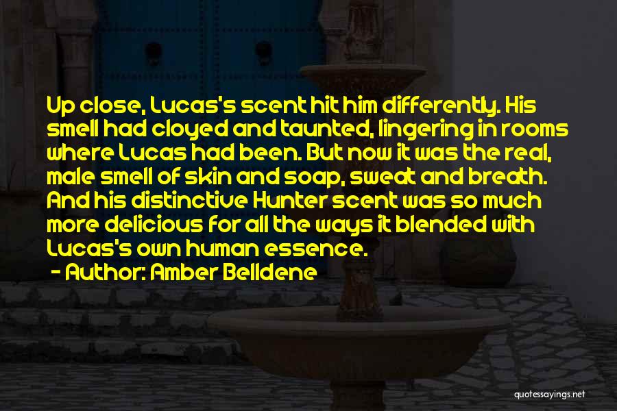 Amber Belldene Quotes: Up Close, Lucas's Scent Hit Him Differently. His Smell Had Cloyed And Taunted, Lingering In Rooms Where Lucas Had Been.