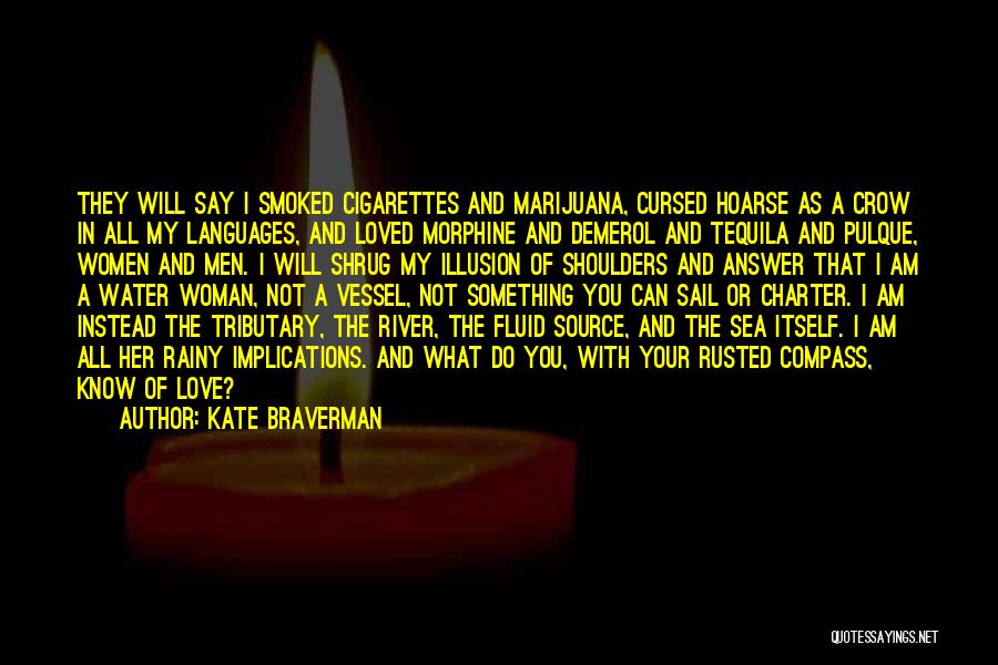 Kate Braverman Quotes: They Will Say I Smoked Cigarettes And Marijuana, Cursed Hoarse As A Crow In All My Languages, And Loved Morphine