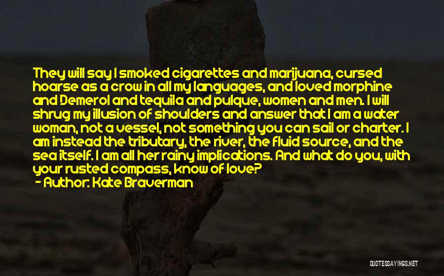 Kate Braverman Quotes: They Will Say I Smoked Cigarettes And Marijuana, Cursed Hoarse As A Crow In All My Languages, And Loved Morphine