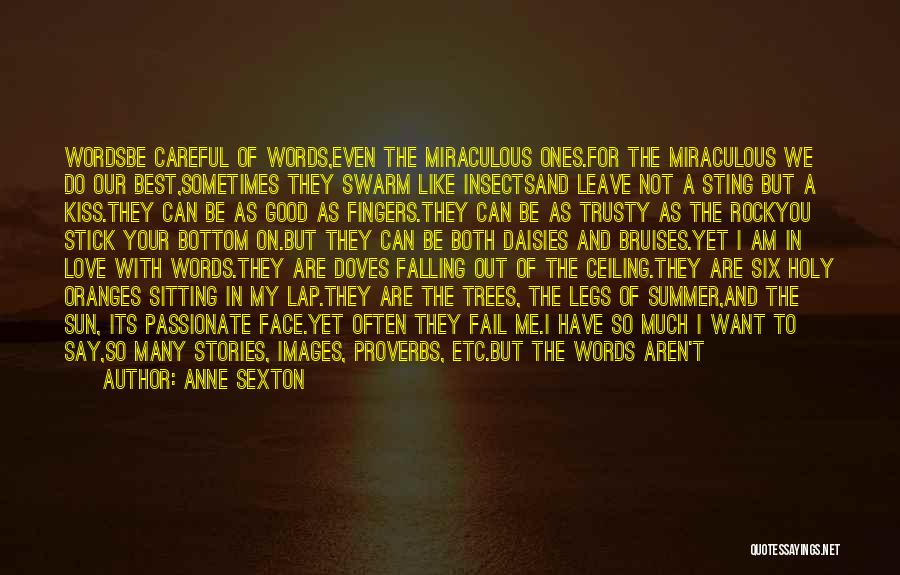 Anne Sexton Quotes: Wordsbe Careful Of Words,even The Miraculous Ones.for The Miraculous We Do Our Best,sometimes They Swarm Like Insectsand Leave Not A