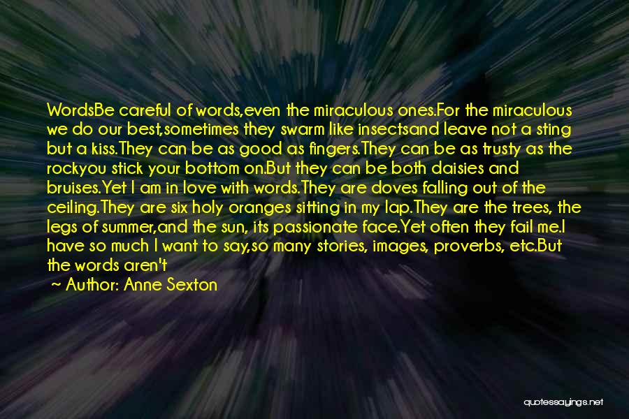 Anne Sexton Quotes: Wordsbe Careful Of Words,even The Miraculous Ones.for The Miraculous We Do Our Best,sometimes They Swarm Like Insectsand Leave Not A