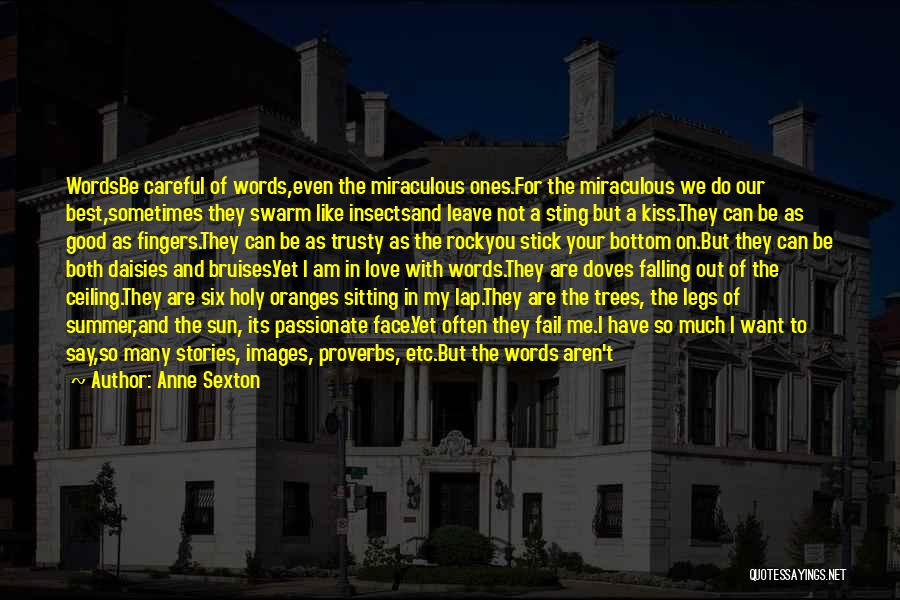 Anne Sexton Quotes: Wordsbe Careful Of Words,even The Miraculous Ones.for The Miraculous We Do Our Best,sometimes They Swarm Like Insectsand Leave Not A