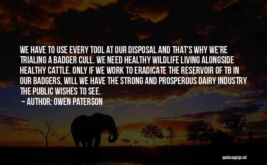 Owen Paterson Quotes: We Have To Use Every Tool At Our Disposal And That's Why We're Trialing A Badger Cull. We Need Healthy