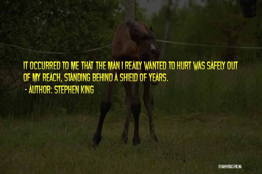 Stephen King Quotes: It Occurred To Me That The Man I Really Wanted To Hurt Was Safely Out Of My Reach, Standing Behind