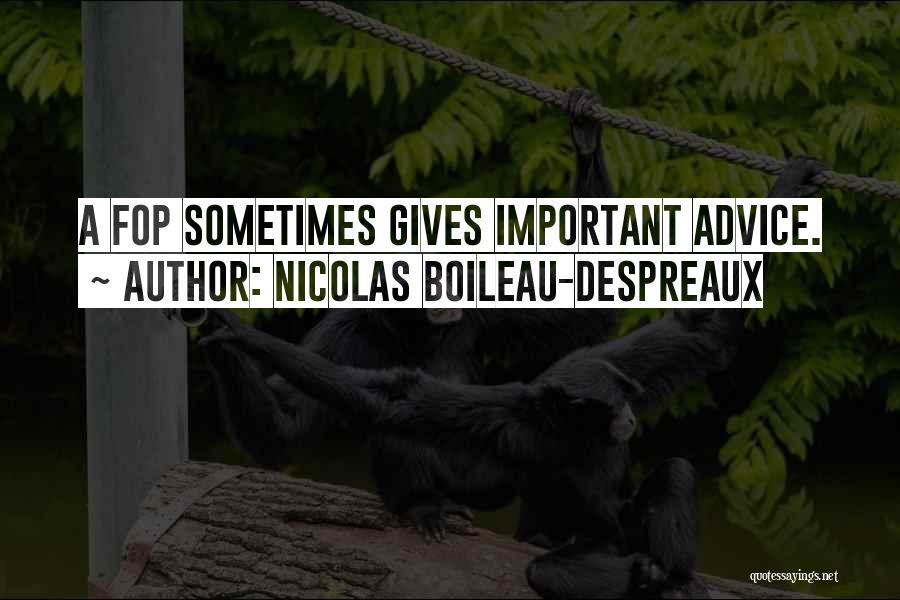 Nicolas Boileau-Despreaux Quotes: A Fop Sometimes Gives Important Advice.