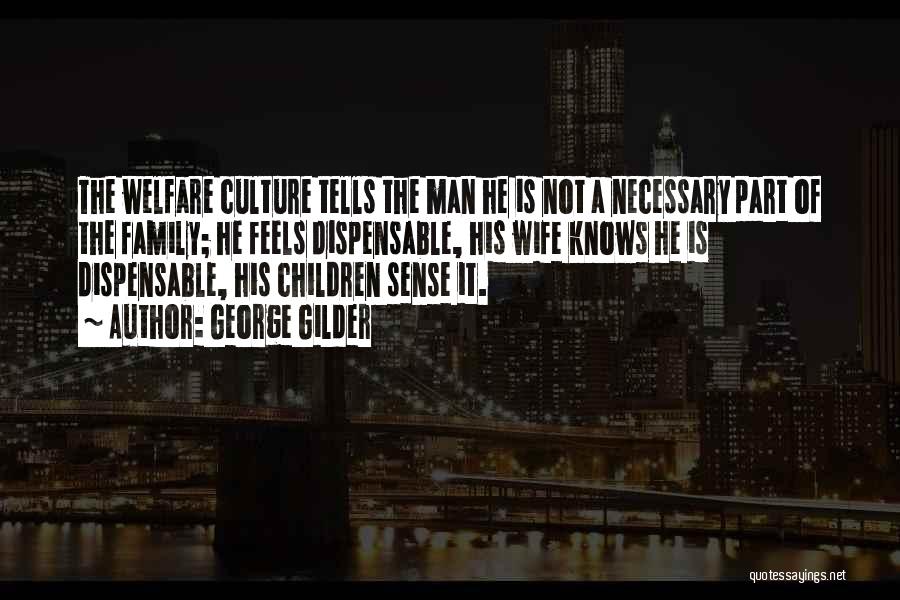 George Gilder Quotes: The Welfare Culture Tells The Man He Is Not A Necessary Part Of The Family; He Feels Dispensable, His Wife