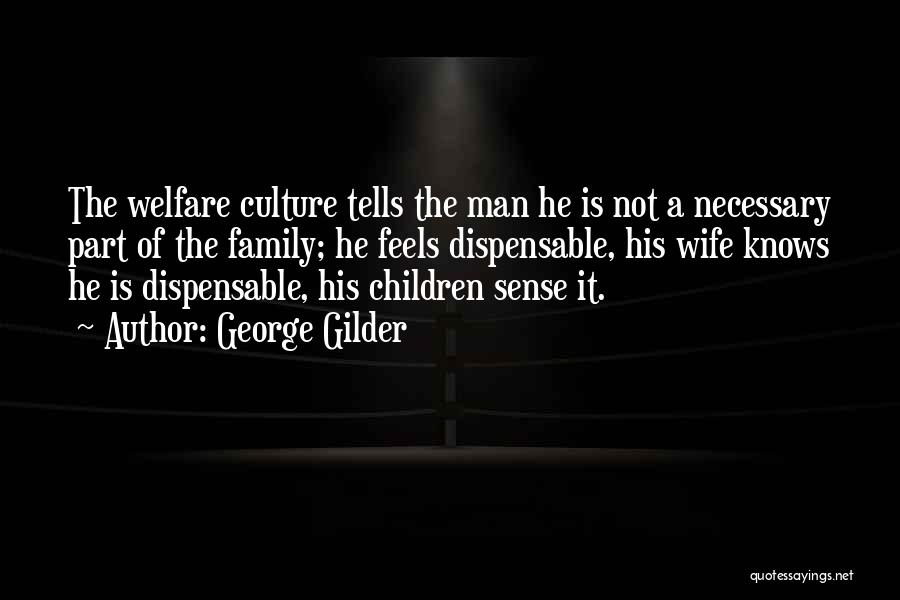 George Gilder Quotes: The Welfare Culture Tells The Man He Is Not A Necessary Part Of The Family; He Feels Dispensable, His Wife