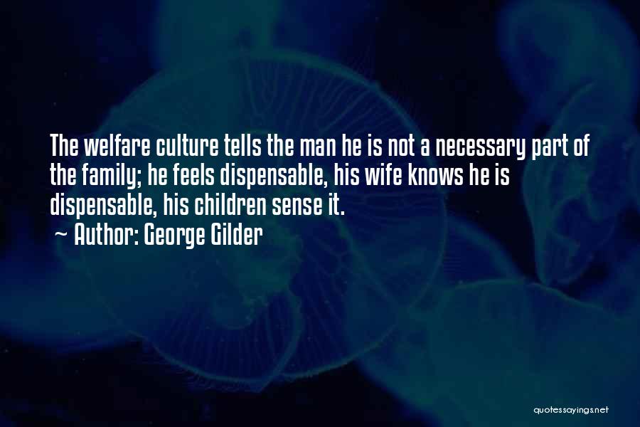 George Gilder Quotes: The Welfare Culture Tells The Man He Is Not A Necessary Part Of The Family; He Feels Dispensable, His Wife